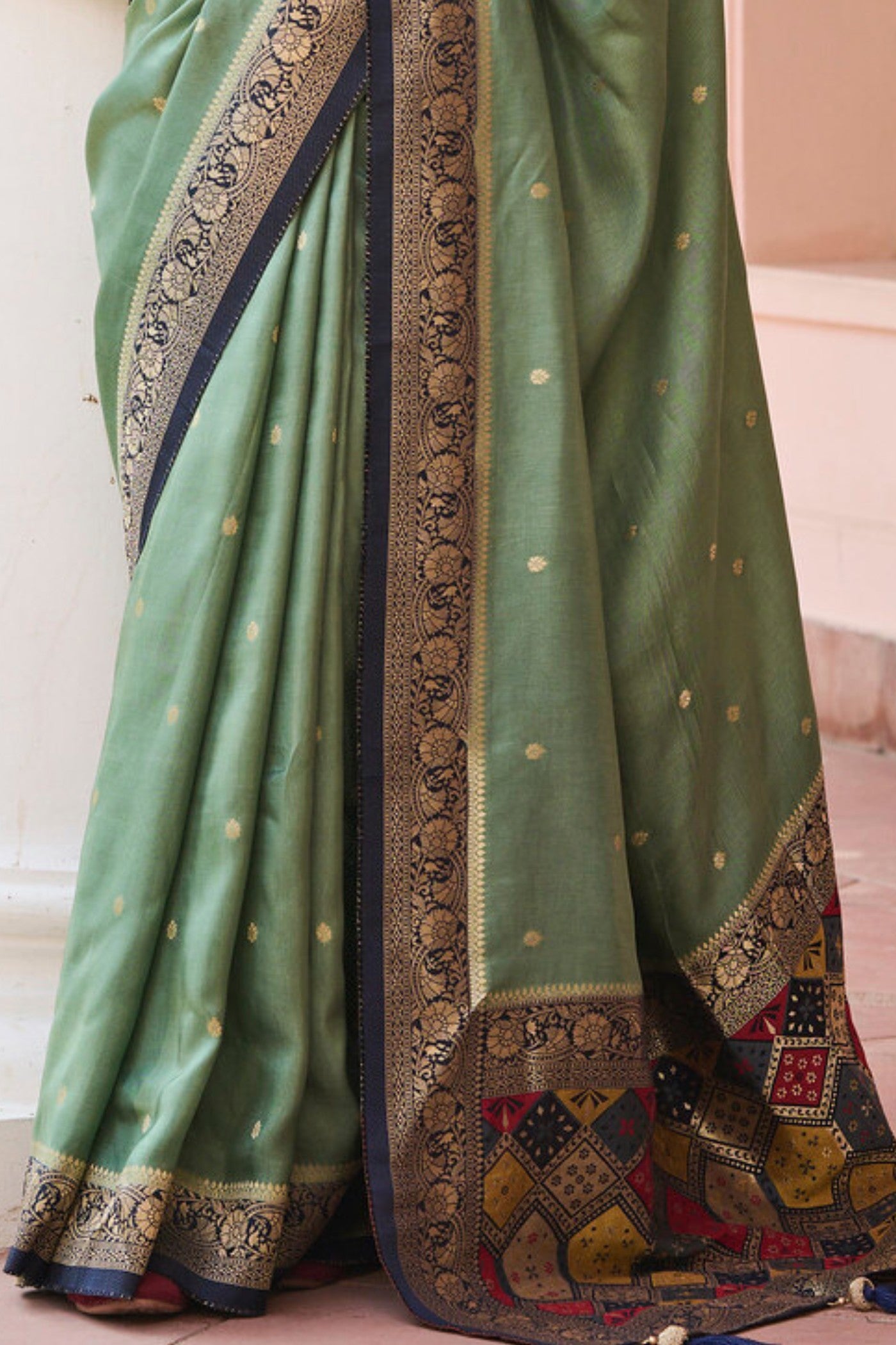 Buy MySilkLove Battleship Green Banarasi Handloom Saree Online