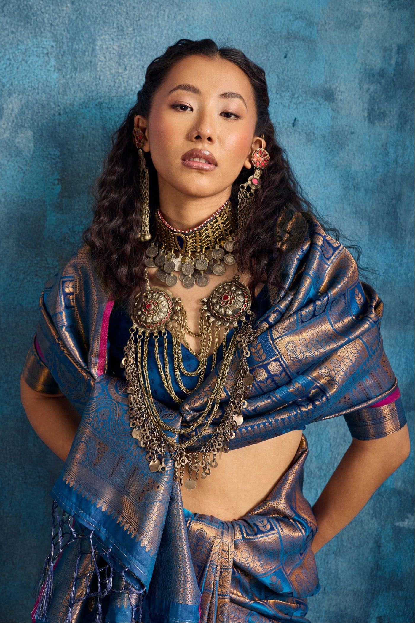 Buy MySilkLove Shine Blue Kanjivaram Handloom Saree Online