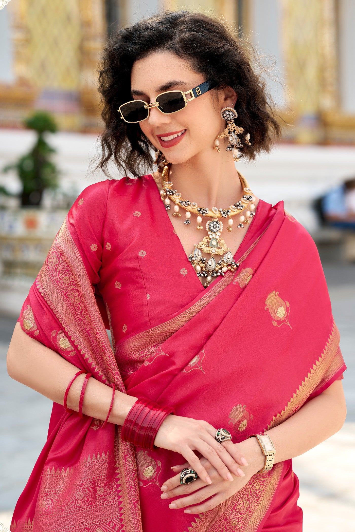 MySilkLove Faded Pink Woven Satin Silk Saree