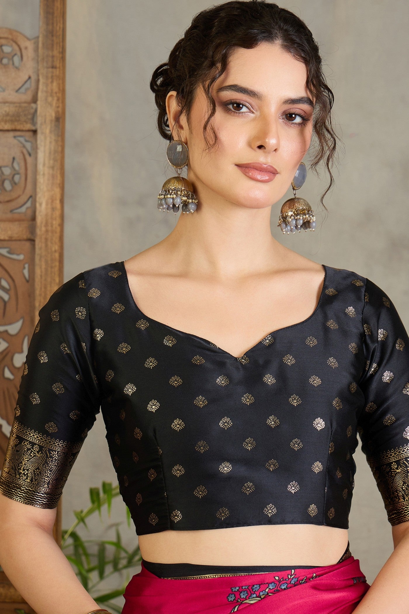 Buy MySilkLove Auburn Red and Black Printed Satin Crepe Silk Saree Online