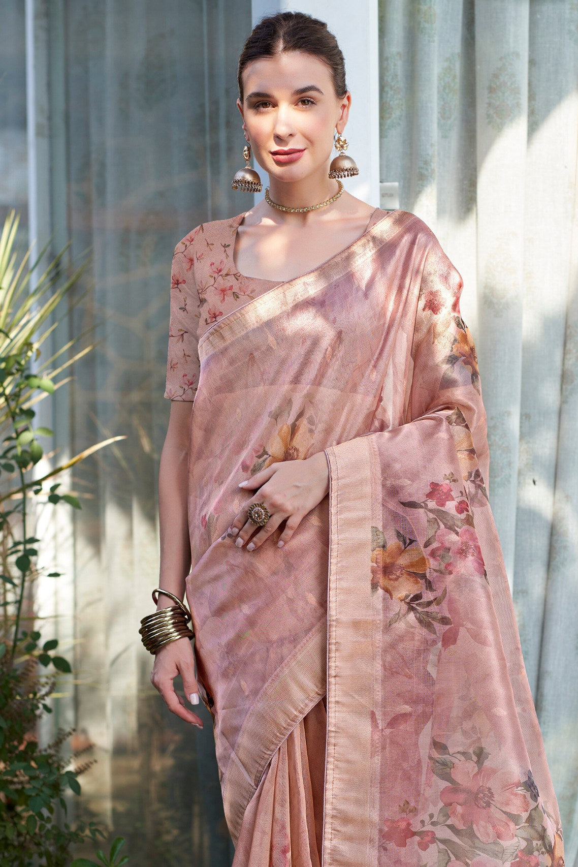 Buy MySilkLove Cupid Pink Digital Printed Organza Saree Online