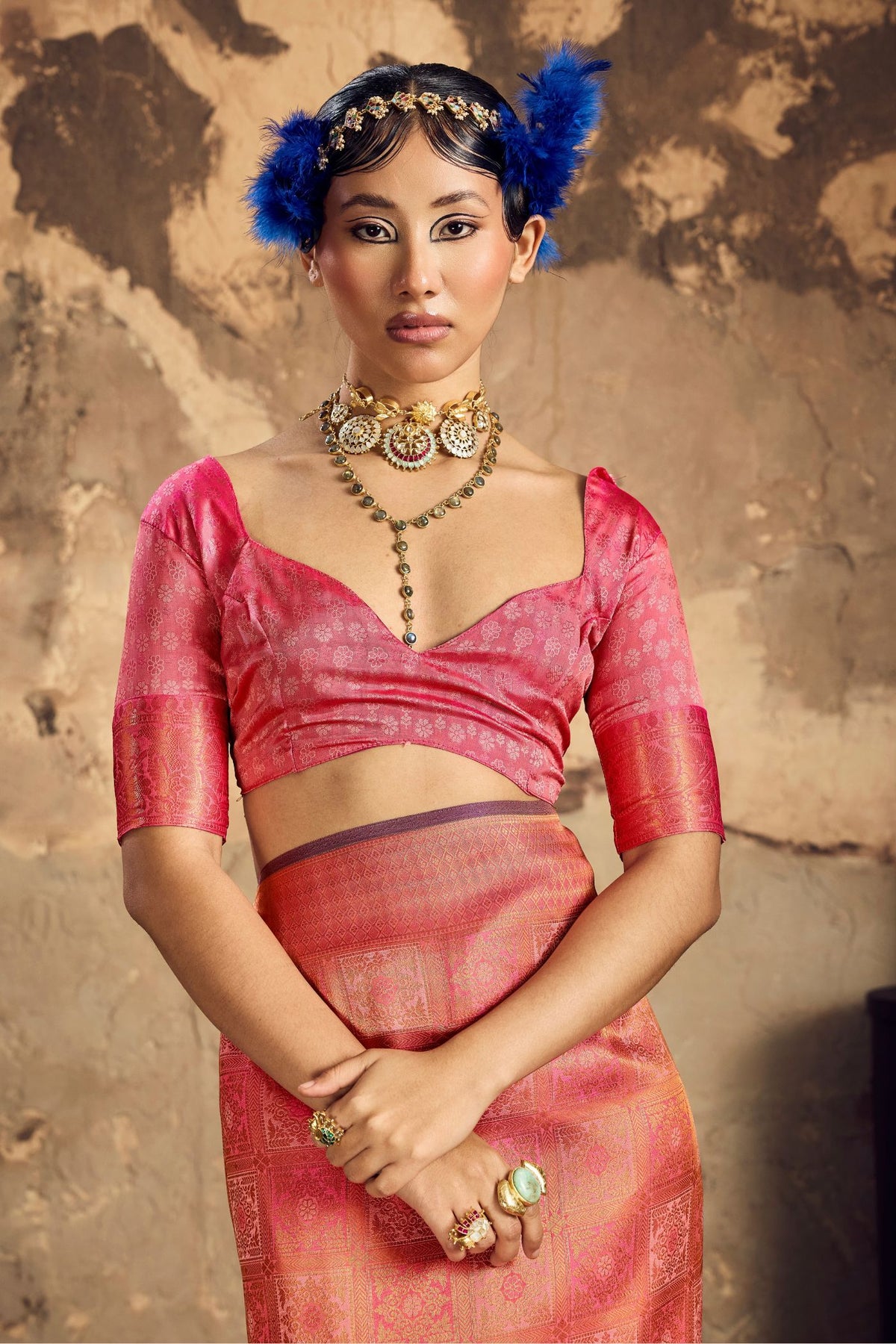 Buy MySilkLove Nectarine Orange Kanjivaram Handloom Saree Online