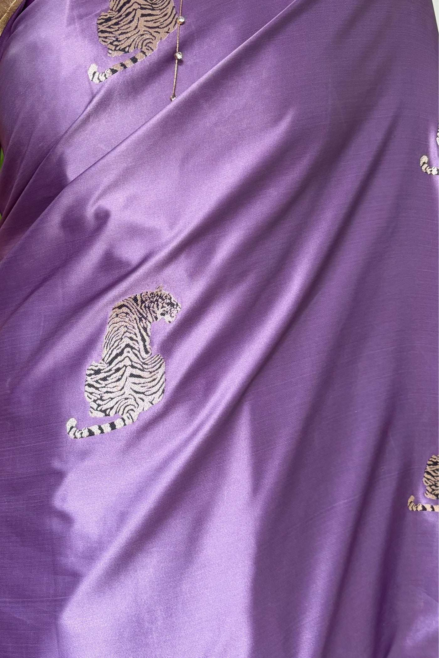 Buy MySilkLove Wisteria Purple Handloom Satin Soft Silk Saree Online