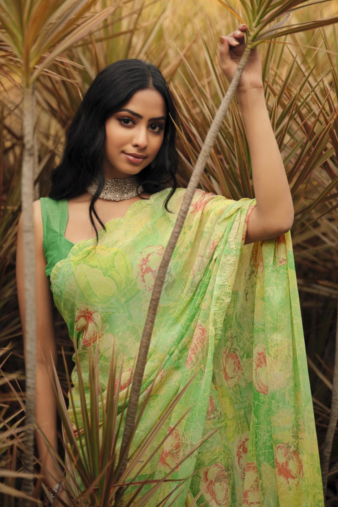 Buy MySilkLove Wild Willow Green Barasso Printed Saree Online