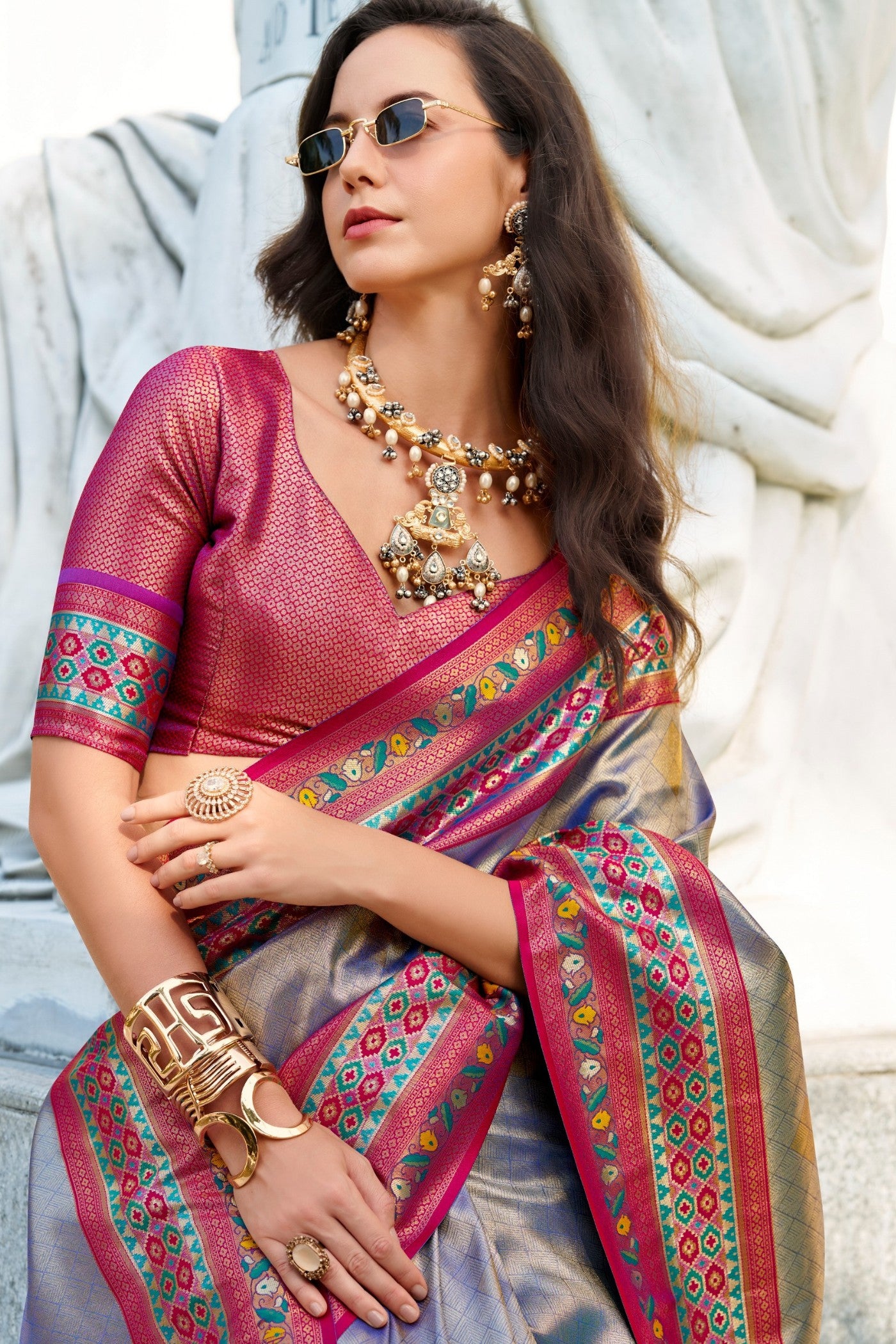 Buy MySilkLove Silver Grey Tissue Handloom Saree Online