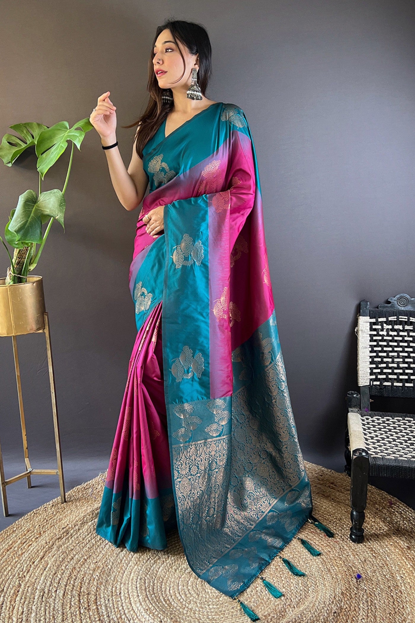 Buy MySilkLove Berry Purple Woven Banarasi Saree Online