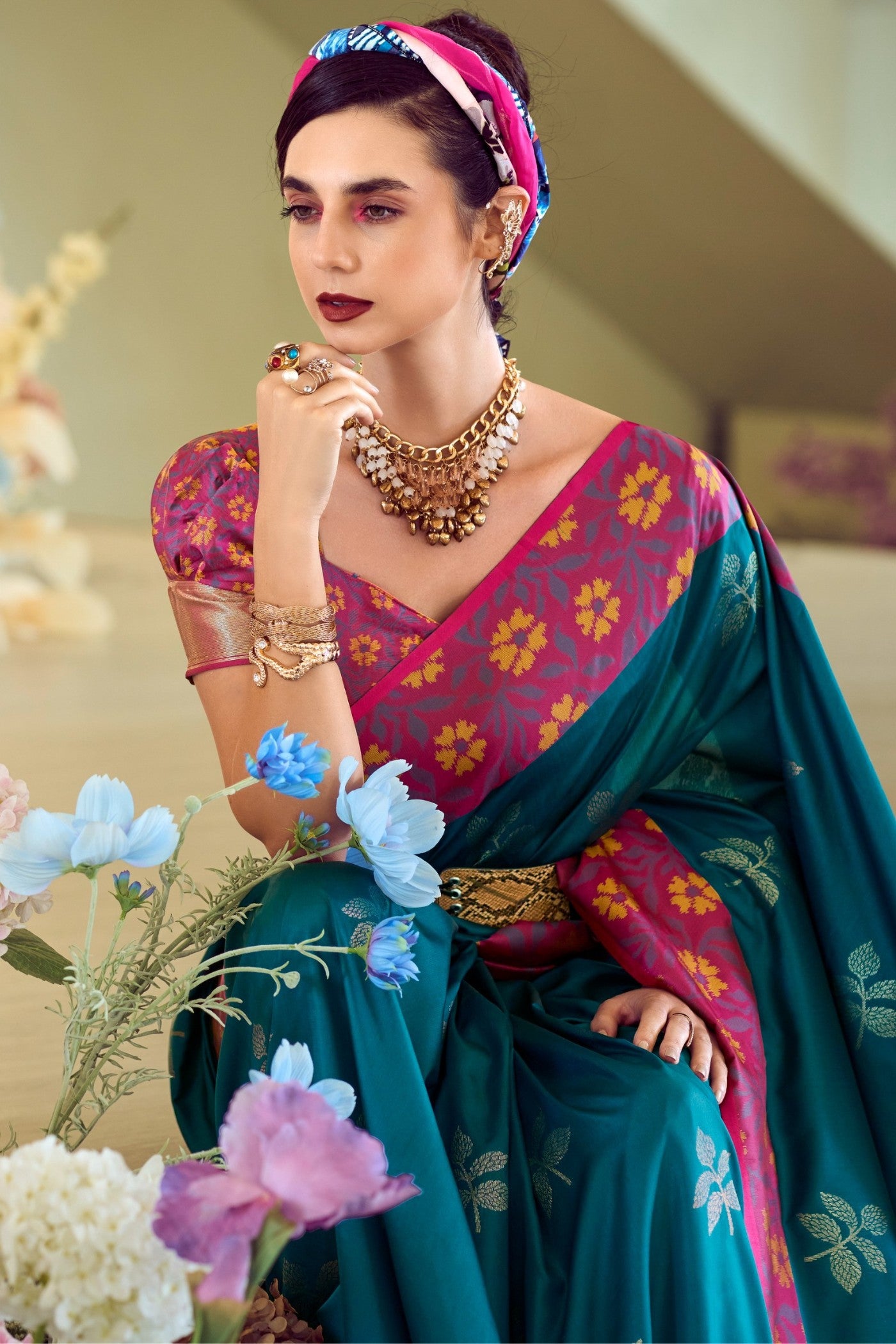 Buy MySilkLove Blumine Woven Banarasi Soft Silk Saree Online