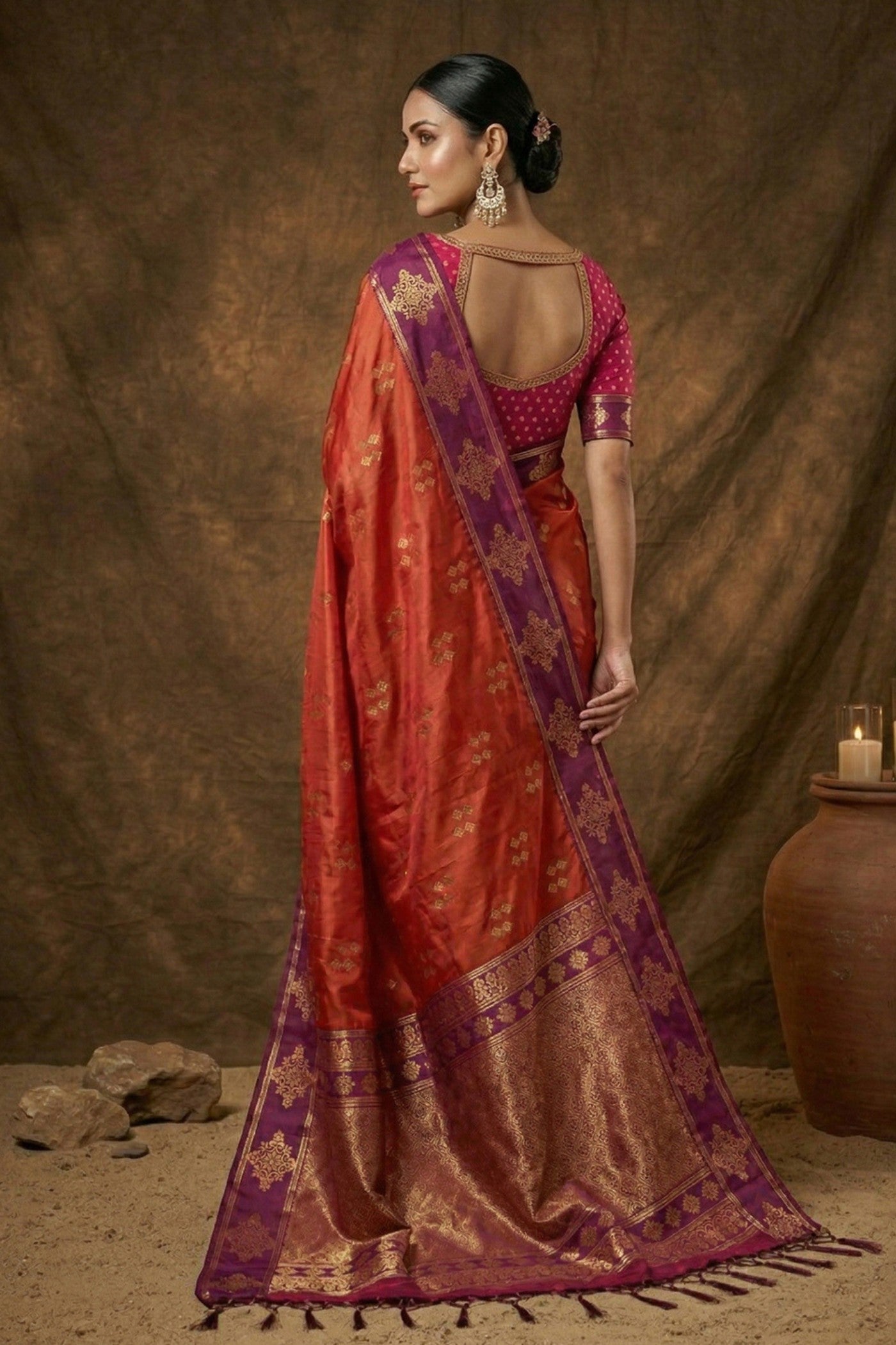 Buy MySilkLove Scarlet Red Woven Banarasi Soft Silk Saree Online