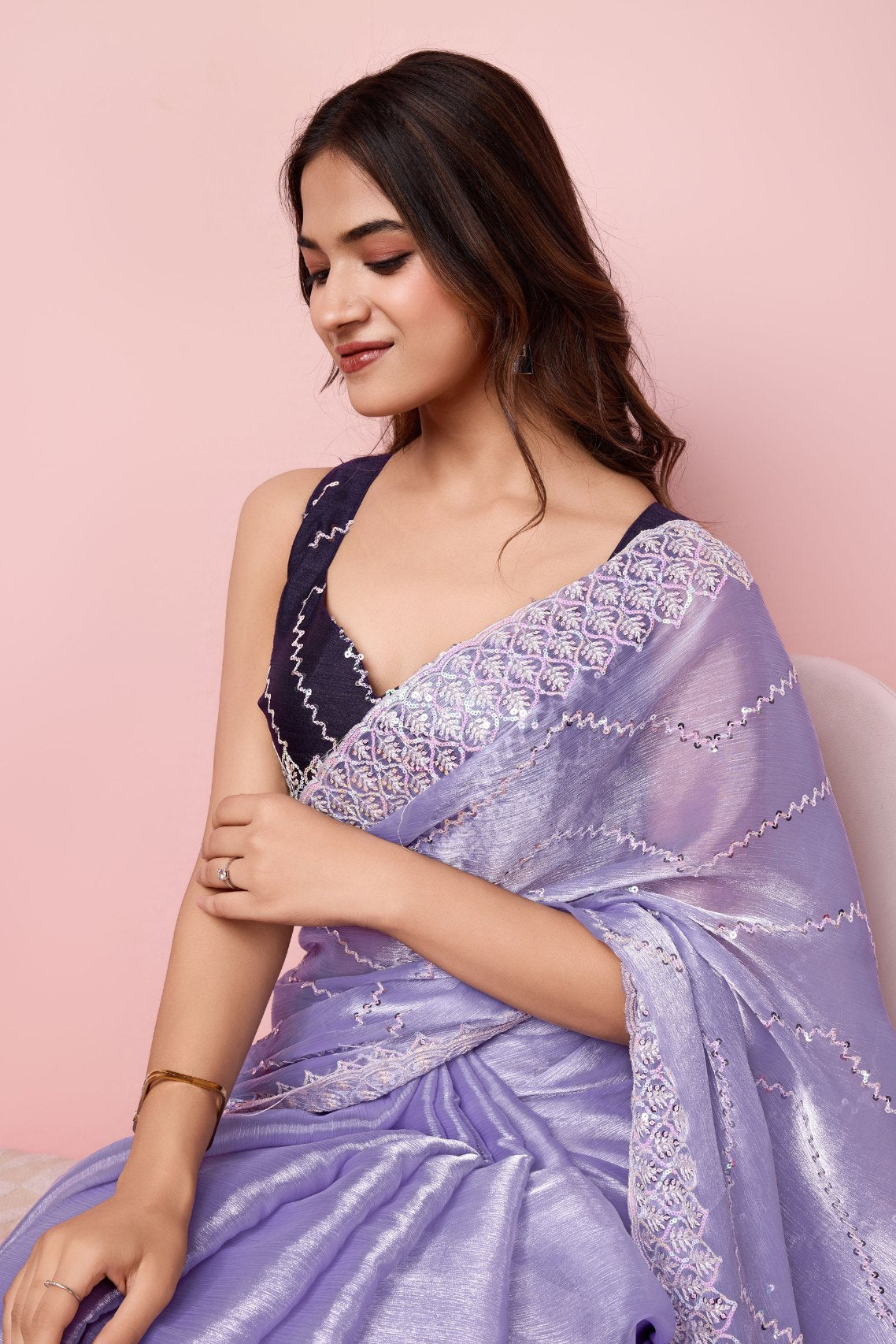 MySilkLove Wisteria Purple Designer Partywear Saree