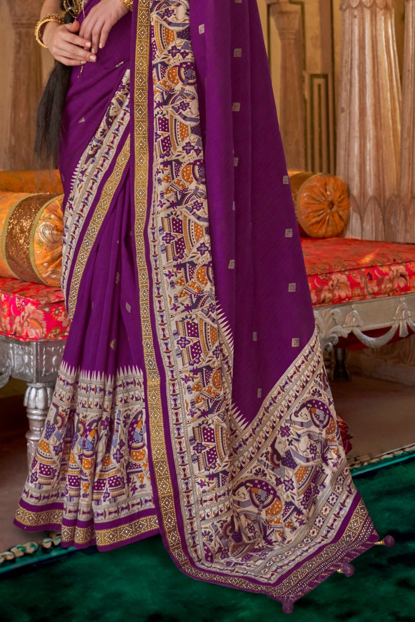 Buy MySilkLove Geranium Purple Printed Patola Saree Online