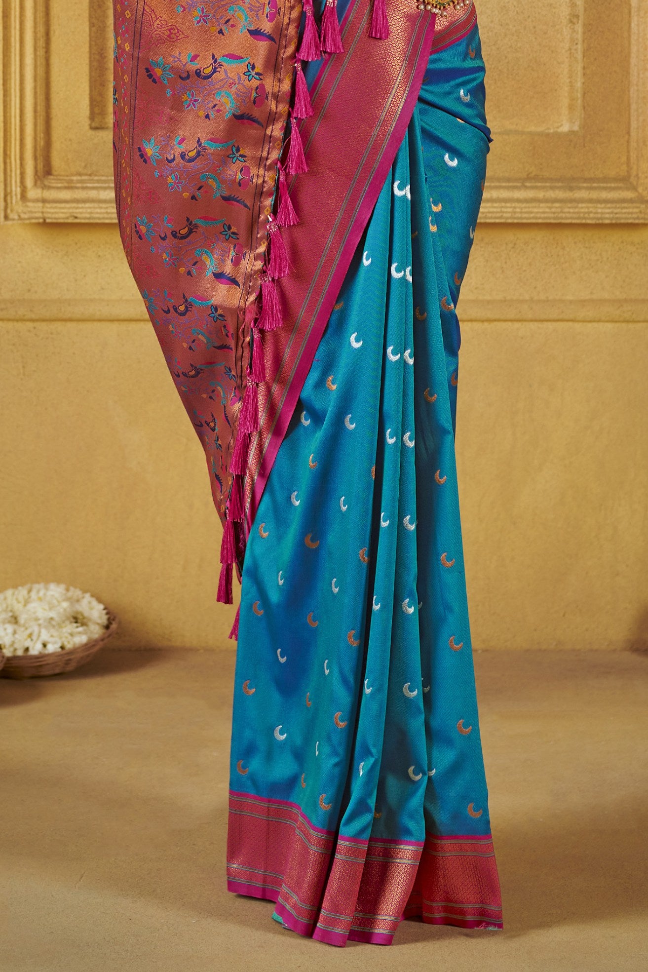 Buy MySilkLove Boston Blue Woven Paithani Saree Online