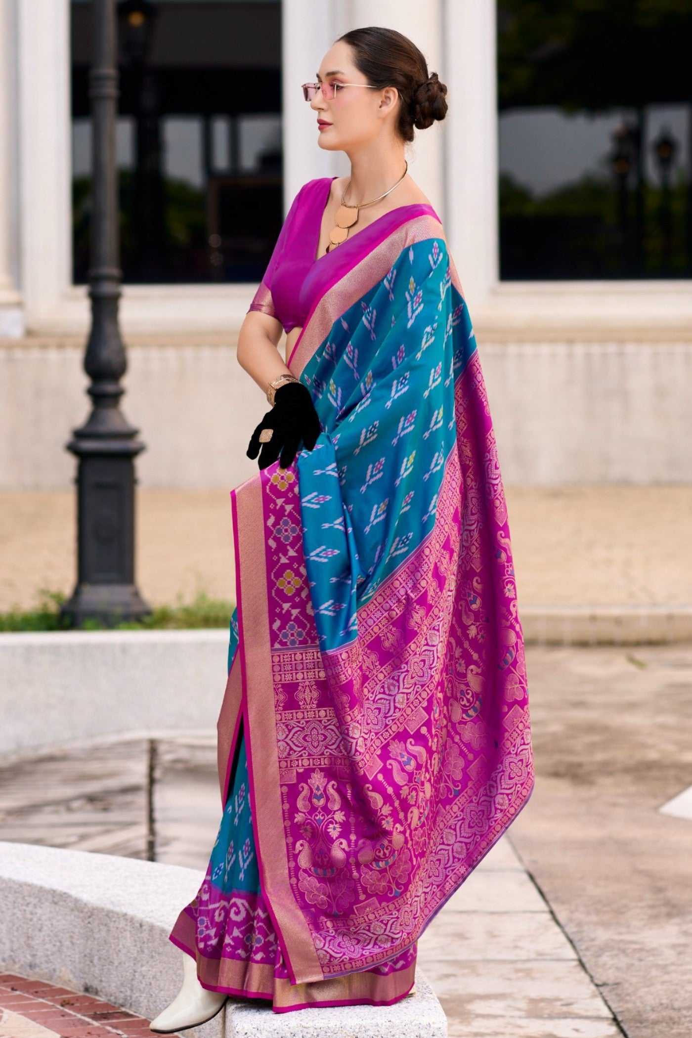 Buy MySilkLove Eastern Blue Woven Banarasi Soft Silk Saree Online