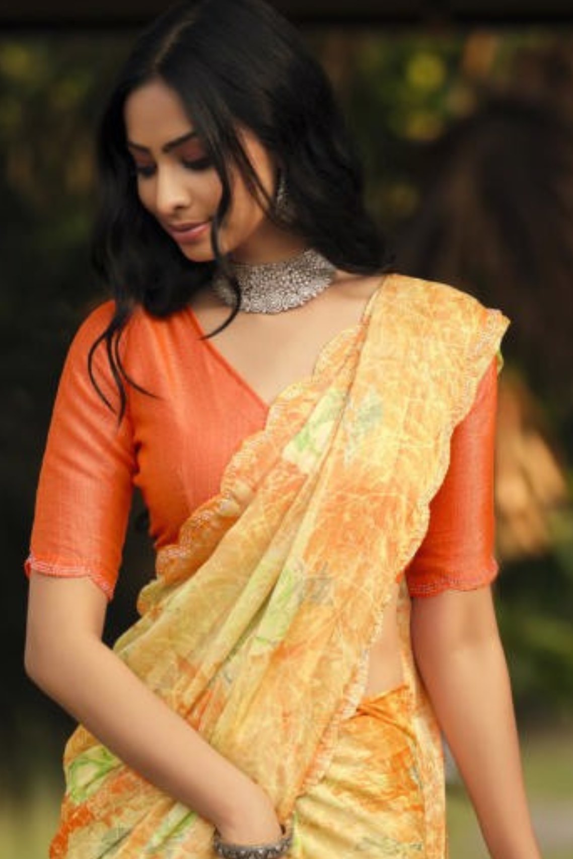 Buy MySilkLove Zest Yellow Barasso Printed Saree Online