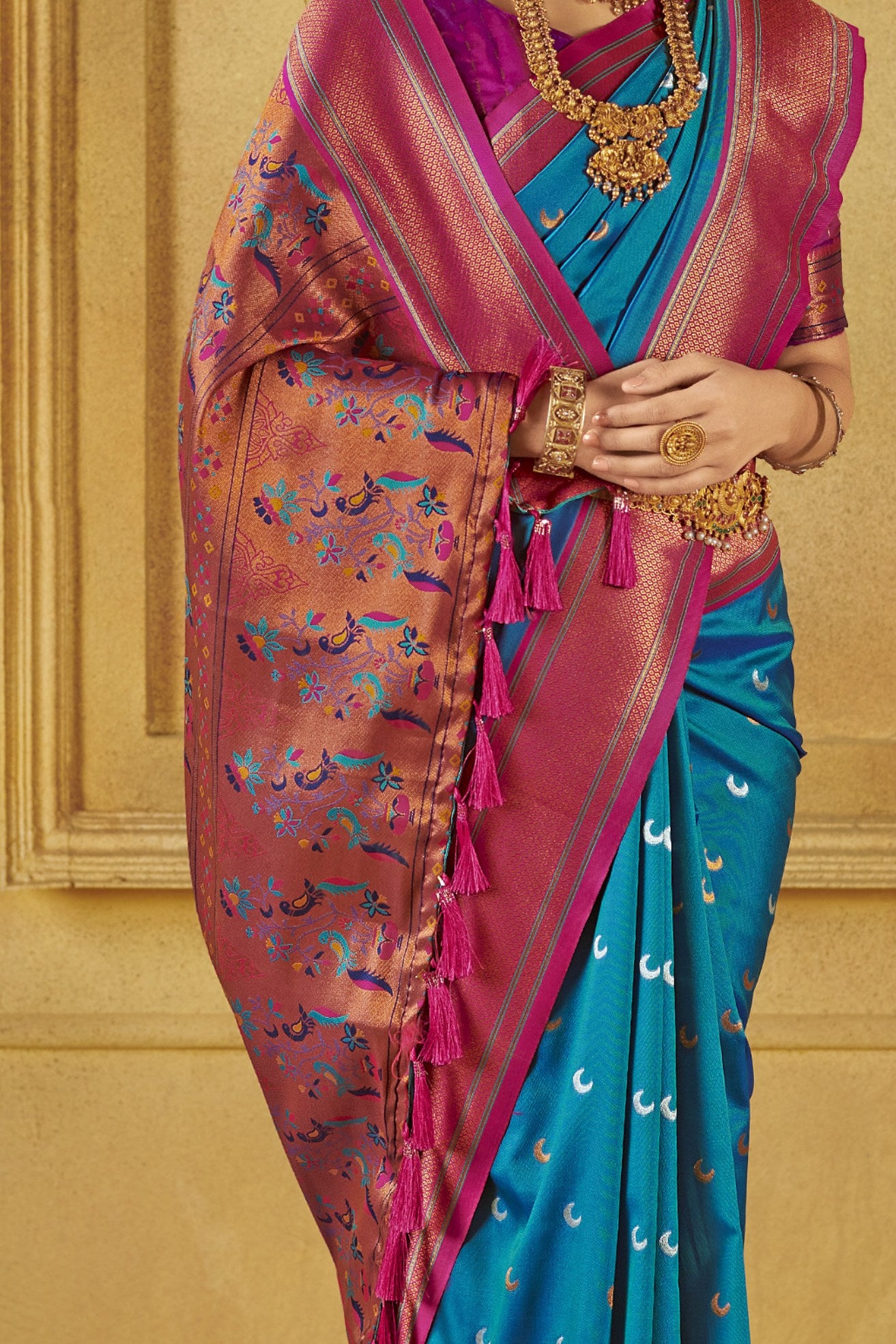 Buy MySilkLove Boston Blue Woven Paithani Saree Online