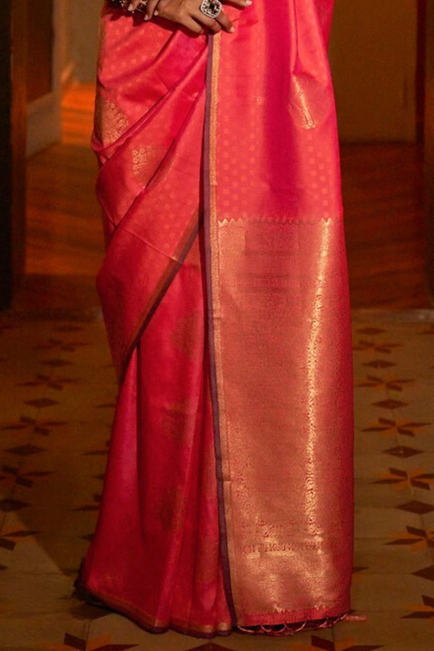 Buy MySilkLove Fire Red Handloom Banarasi Saree Online