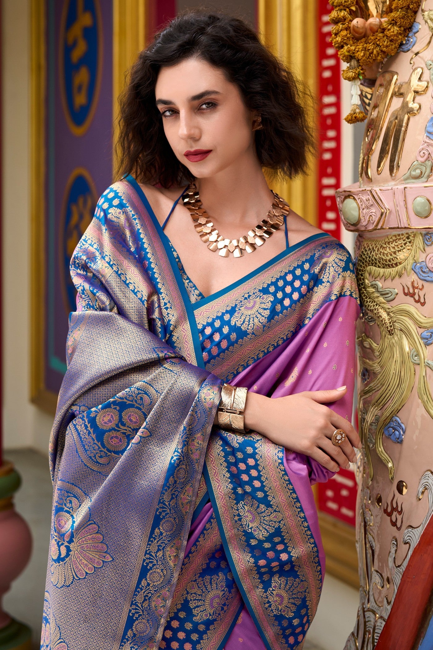 MySilkLove Tacao Purple Woven Banarasi Saree