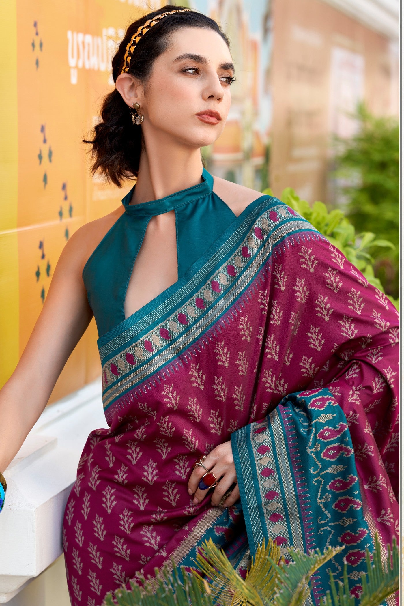 Buy MySilkLove Camelot Purple Woven Banarasi Saree Online