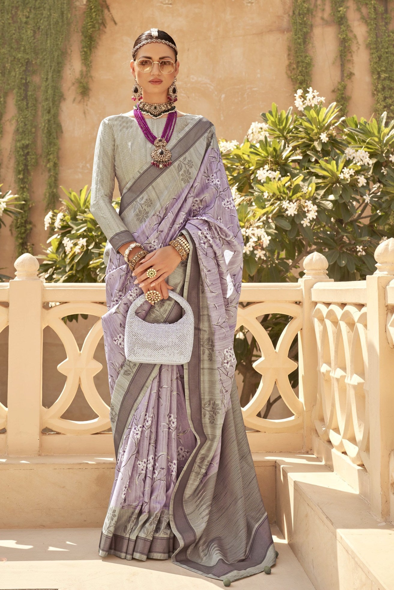 Buy MySilkLove Lilac Luster Purple Banarasi Handloom Saree Online