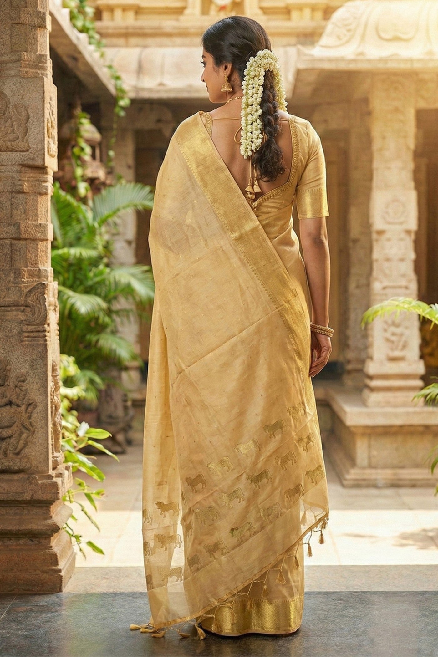 Buy MySilkLove Yuma Gold Banarasi Woven Soft Silk Saree Online