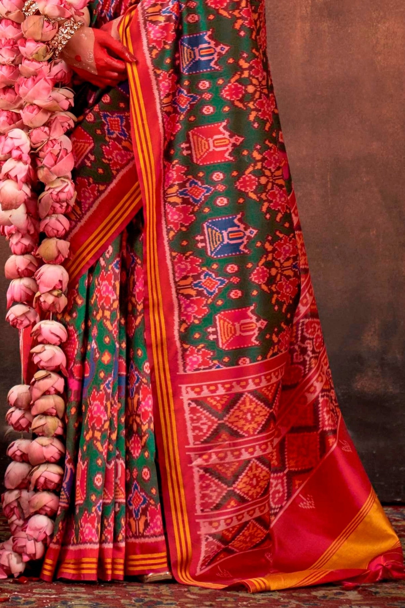 Buy MySilkLove Jonquil Green Printed Patola Saree Online