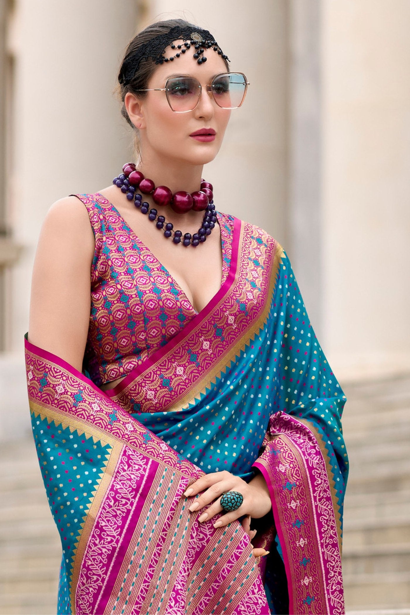 Buy MySilkLove Eden Blue Woven Banarasi Saree Online