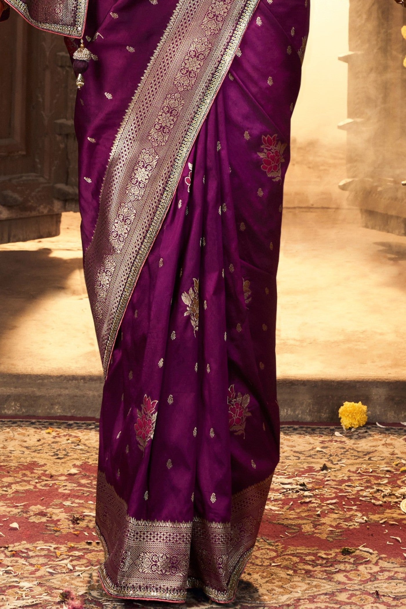 Buy MySilkLove Jacaranda Purple Designer Banarasi Saree Online