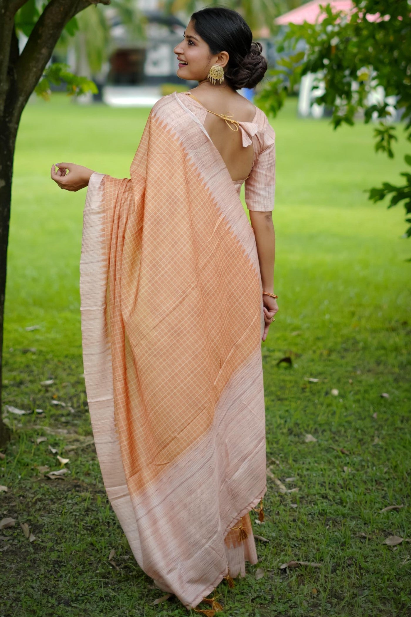 Buy MySilkLove Tumbleweed Orange Printed Raw Silk Saree Online