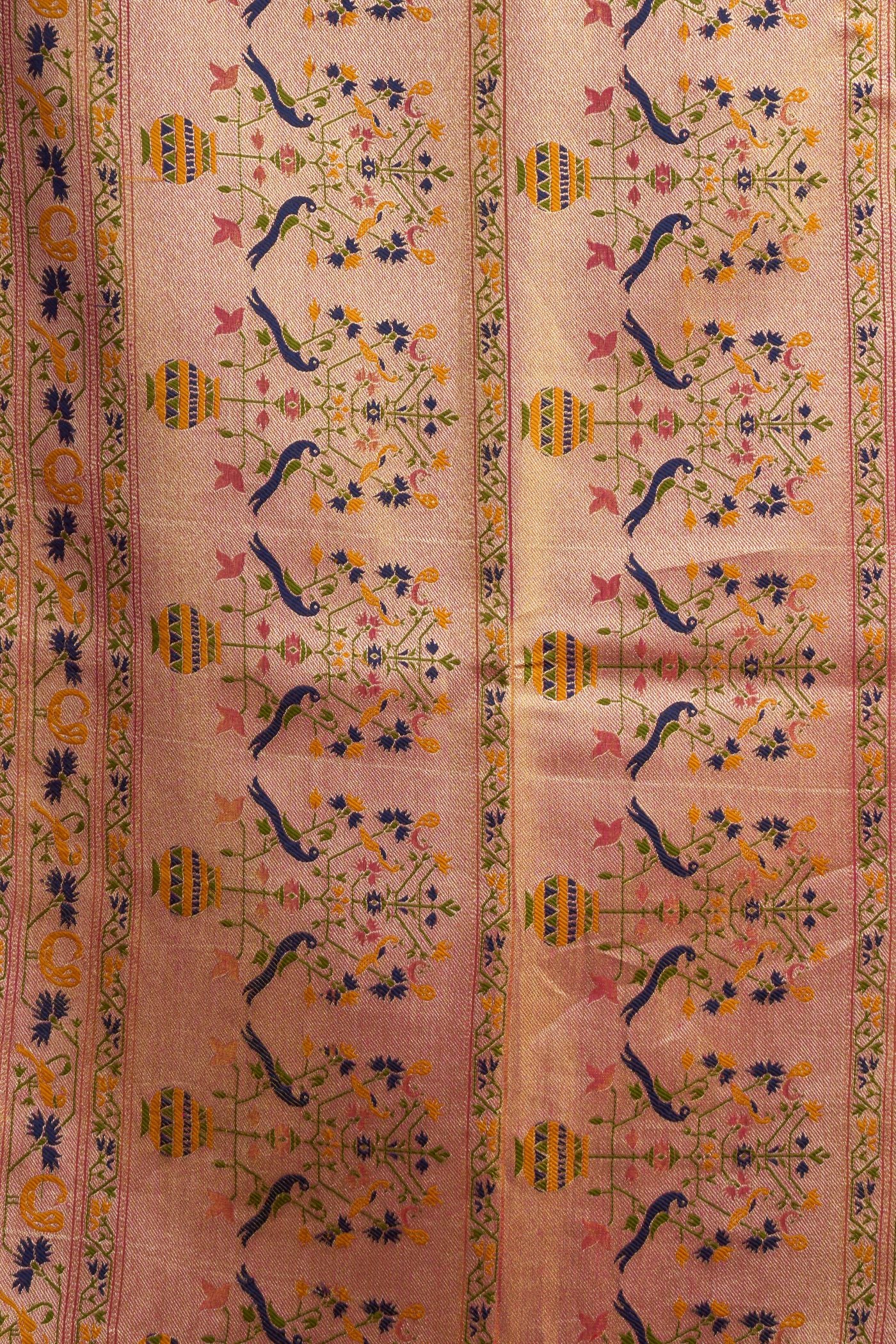 Buy MySilkLove Orange Peel Woven Tissue Paithani Saree Online