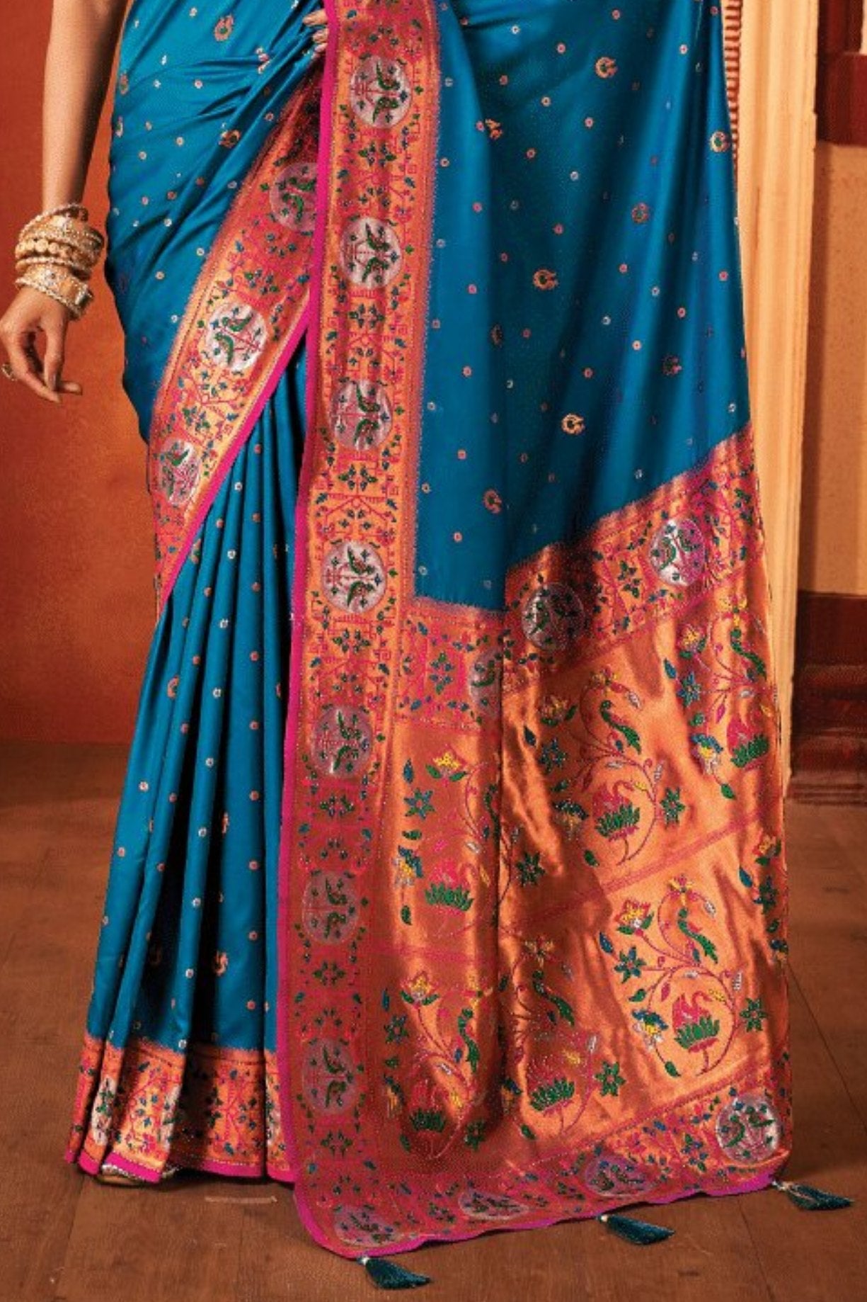 Buy MySilkLove Chathams Blue Woven Paithani Saree Online