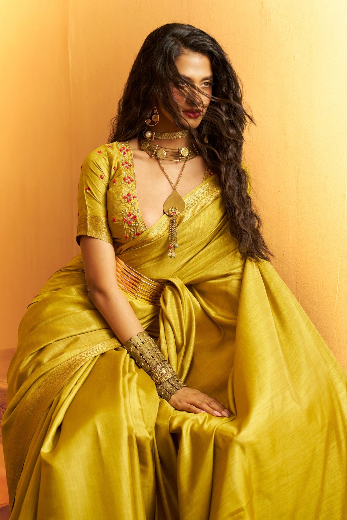 MySilkLove Key Lime Green Tussar Handloom Silk Saree