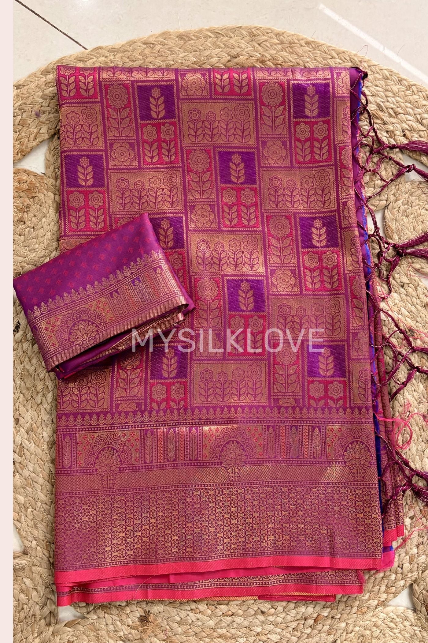 Buy MySilkLove Claret Purple Kanjivaram Handloom Saree Online