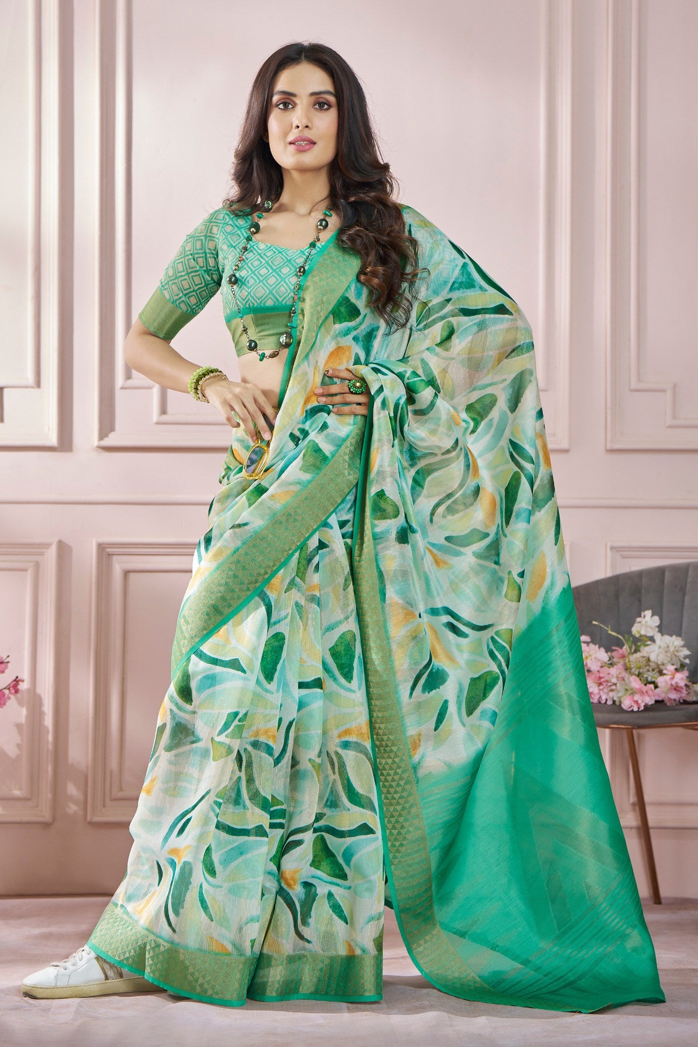 Buy MySilkLove Nilgiri Green Banarasi Silk saree Online