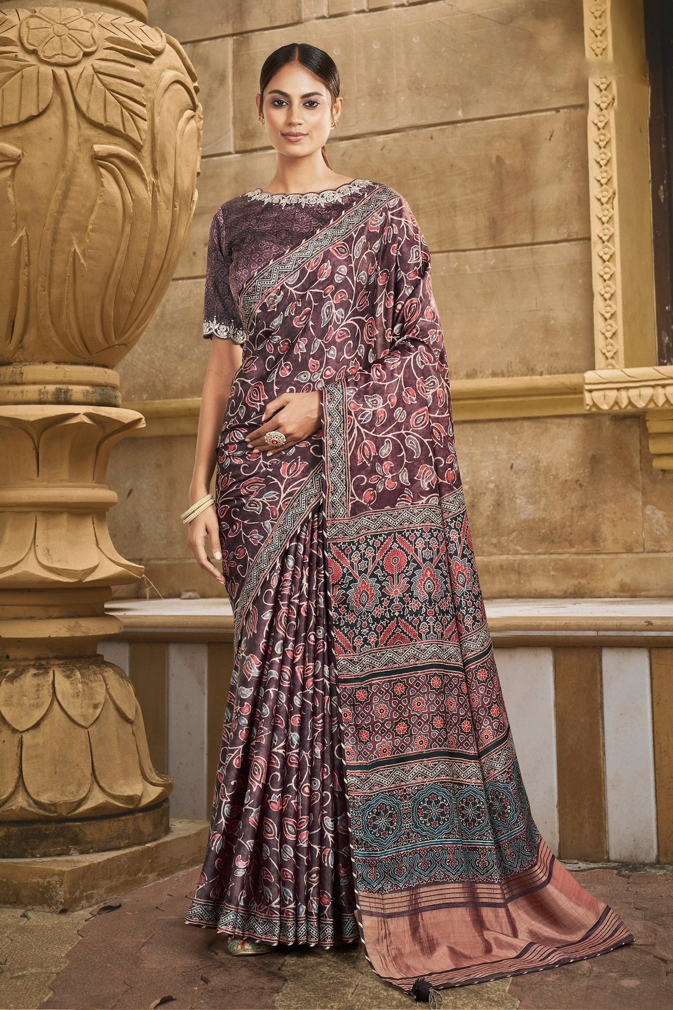 Buy MySilkLove Cod Maroon Banarasi Designer Saree Online