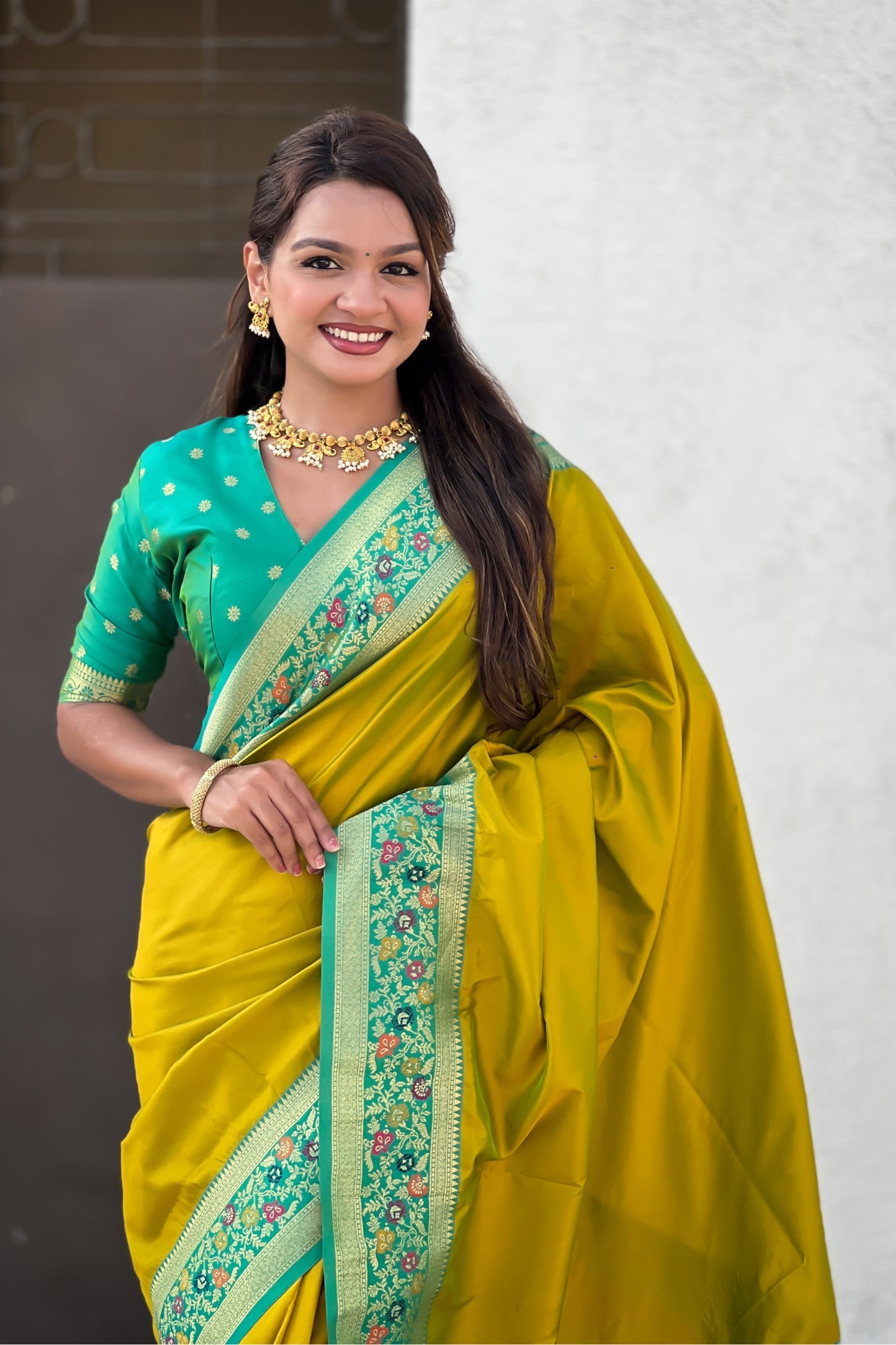 Buy MySilkLove Muddy Yellow Zari Woven Paithani Saree Online