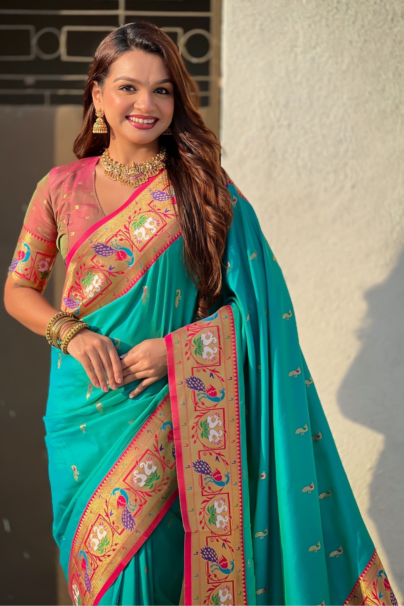 MySilkLove Ocean Blue Zari Woven Paithani Saree