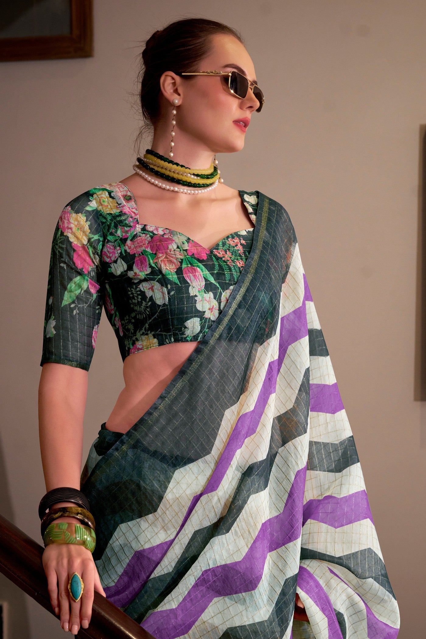 Buy MySilkLove Byzantium Purple Woven Linen Saree Online