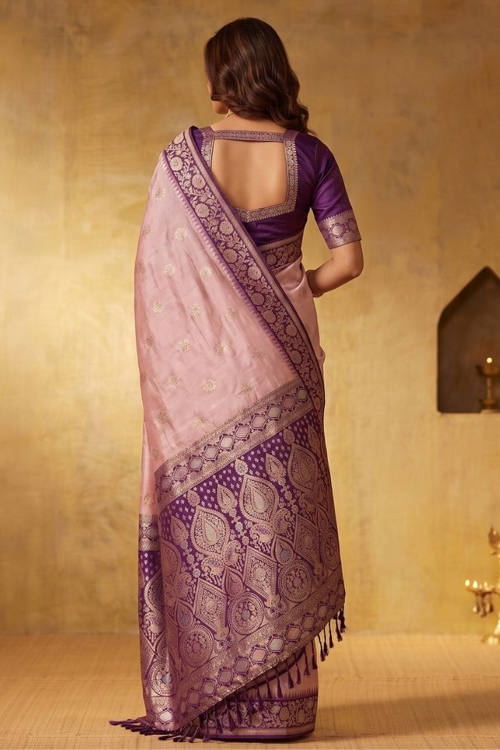 Buy MySilkLove Dusty Pink Woven Banarasi Saree Online