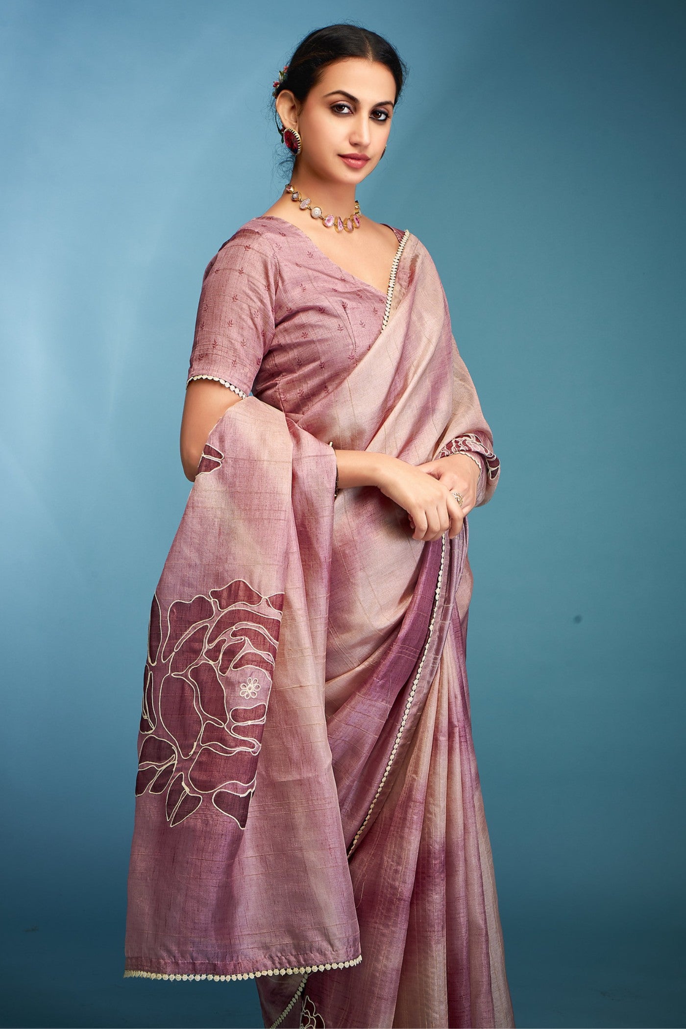 MySilkLove Perilla Purple Designer Tussar Silk Saree