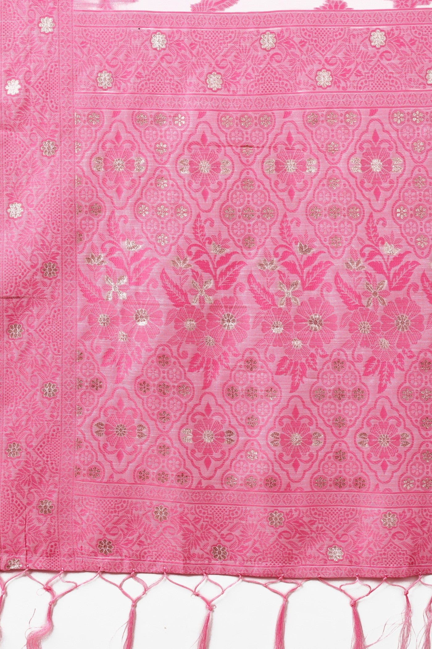 Buy MySilkLove Ballet Slipper Pink Woven Cotton Saree Online