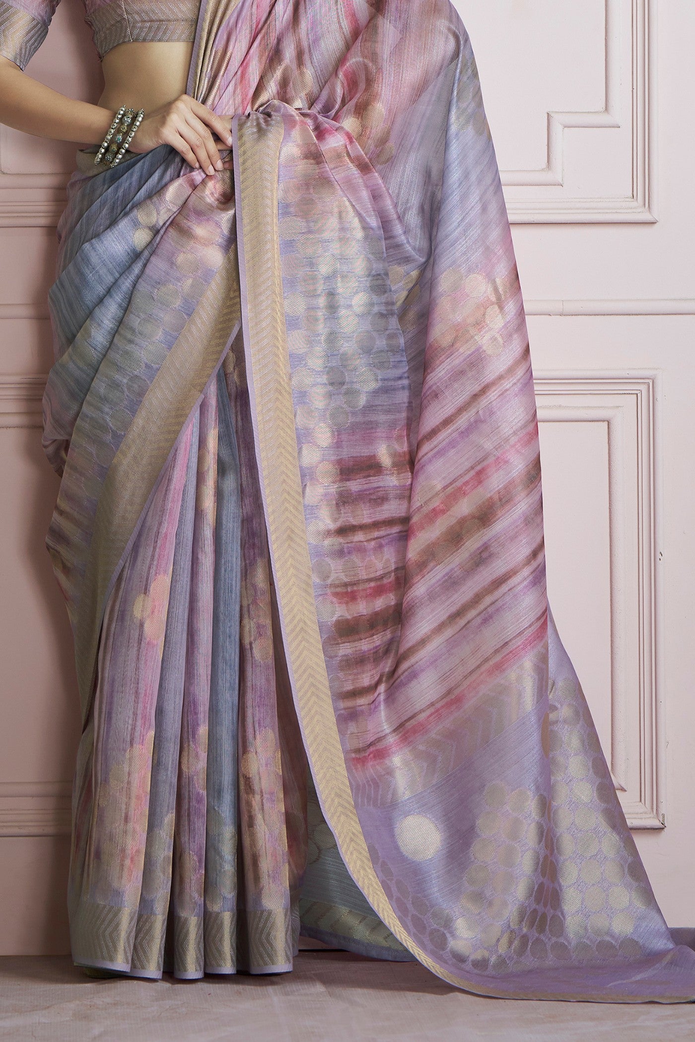 Buy MySilkLove Light Mauve Purple Handloom Khadi Silk Saree Online