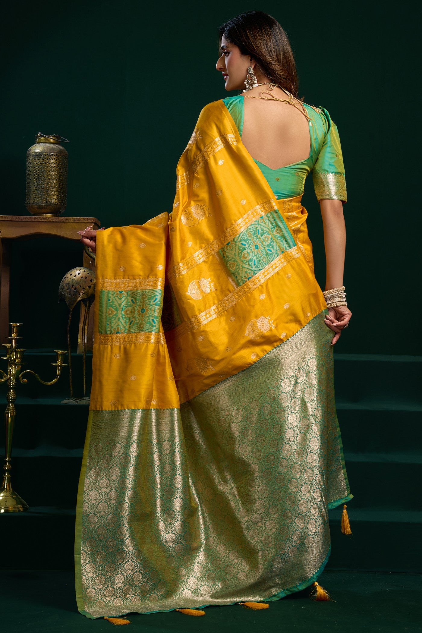 Buy MySilkLove Chamois Yellow Banarasi Handloom Soft Silk Saree Online