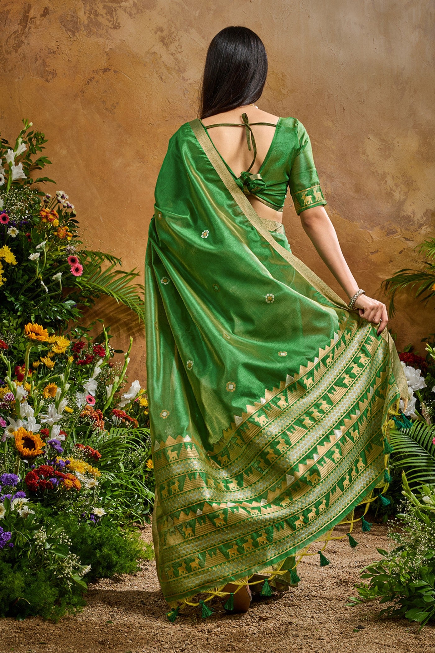 Buy MySilkLove Spring Green Tussar Handloom Silk Saree Online