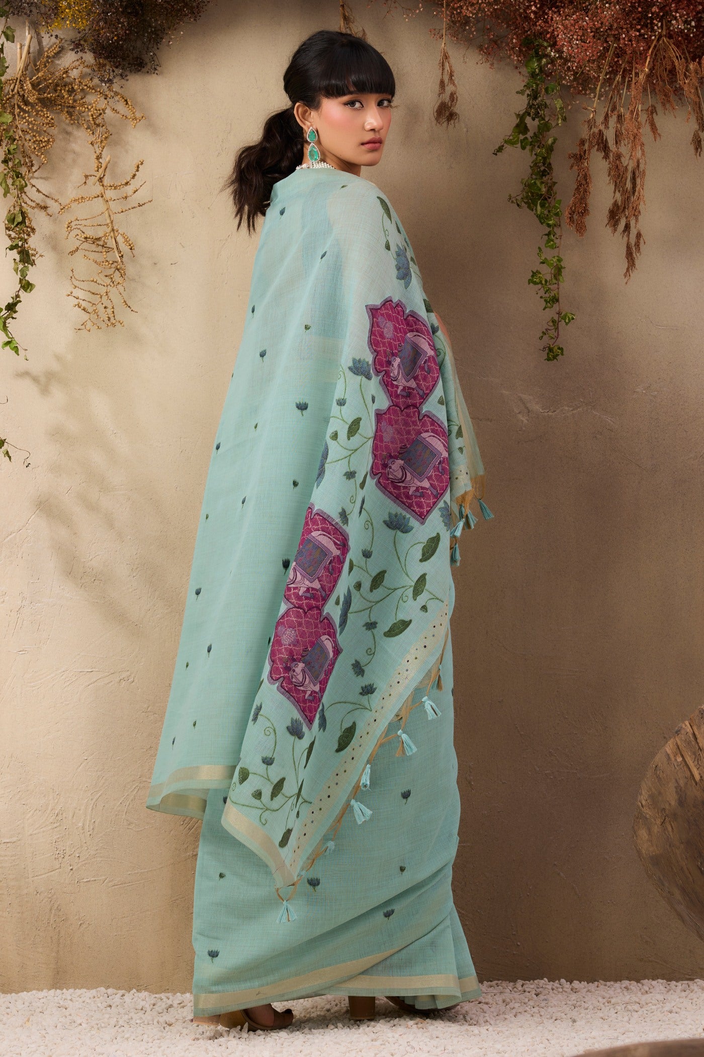 Buy MySilkLove Columbia Blue Handloom Cotton Saree Online