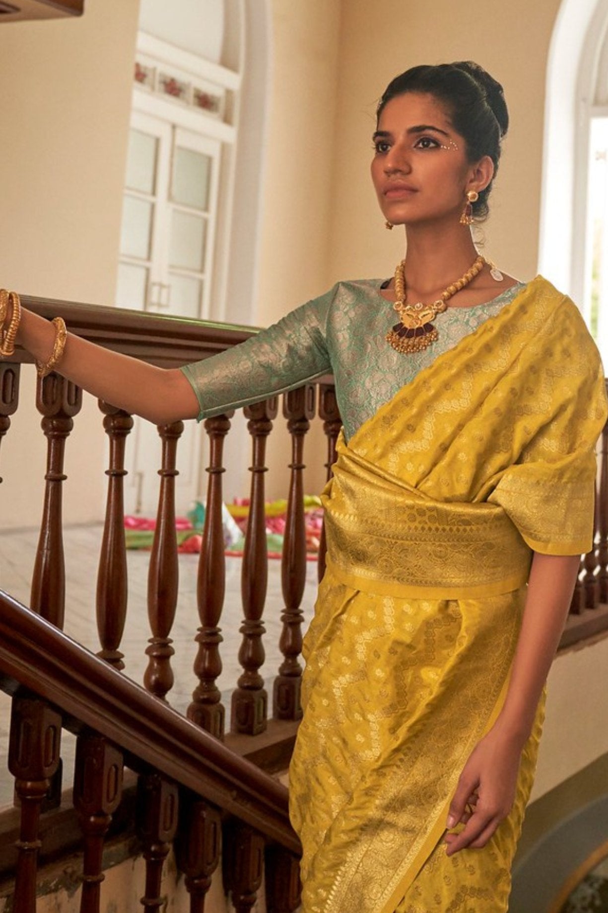 Buy MySilkLove Ronchi Yellow Zari Woven Banarasi Saree Online