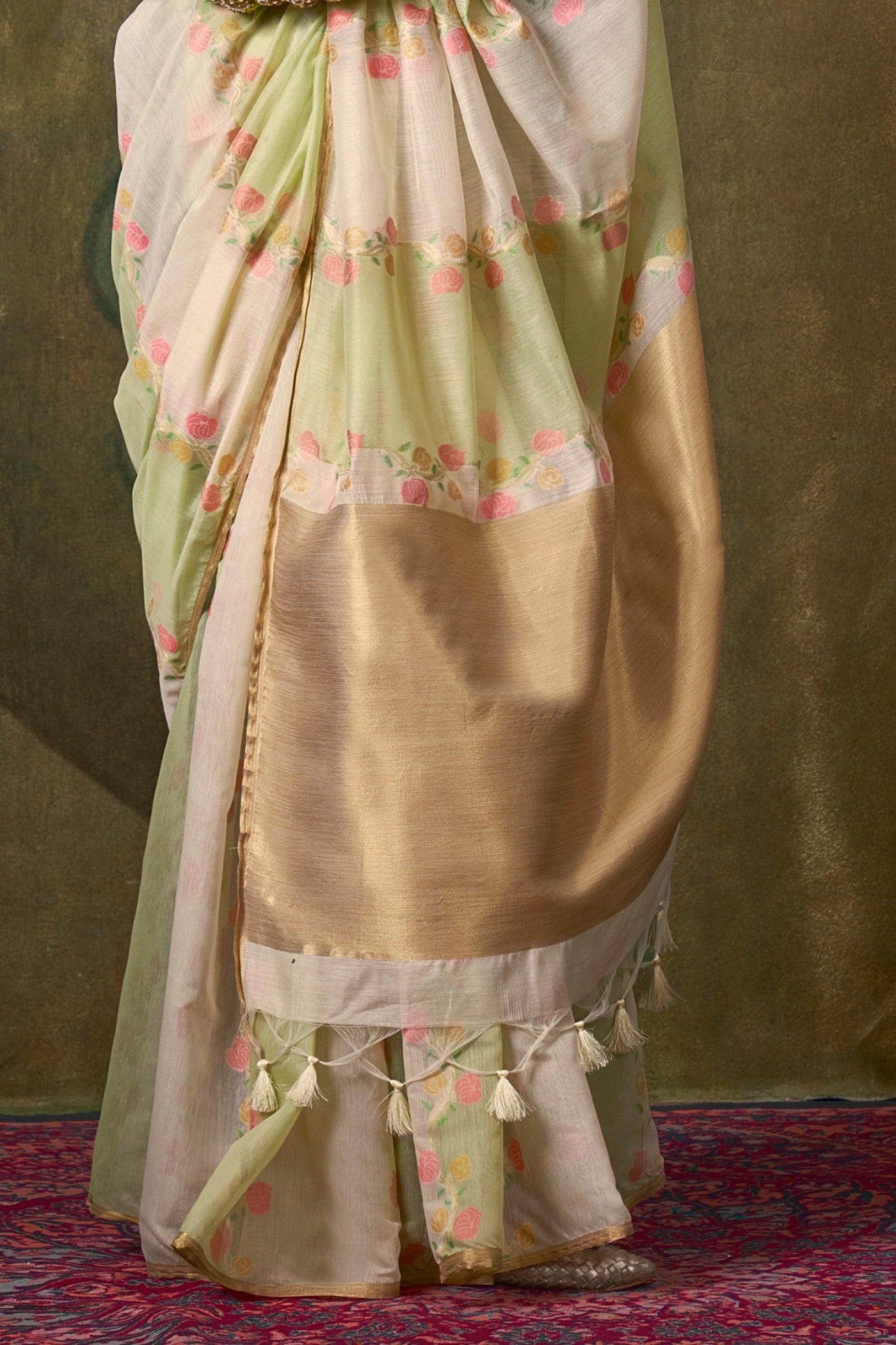 Buy MySilkLove Wheat Cream Banarasi Handloom Saree Online