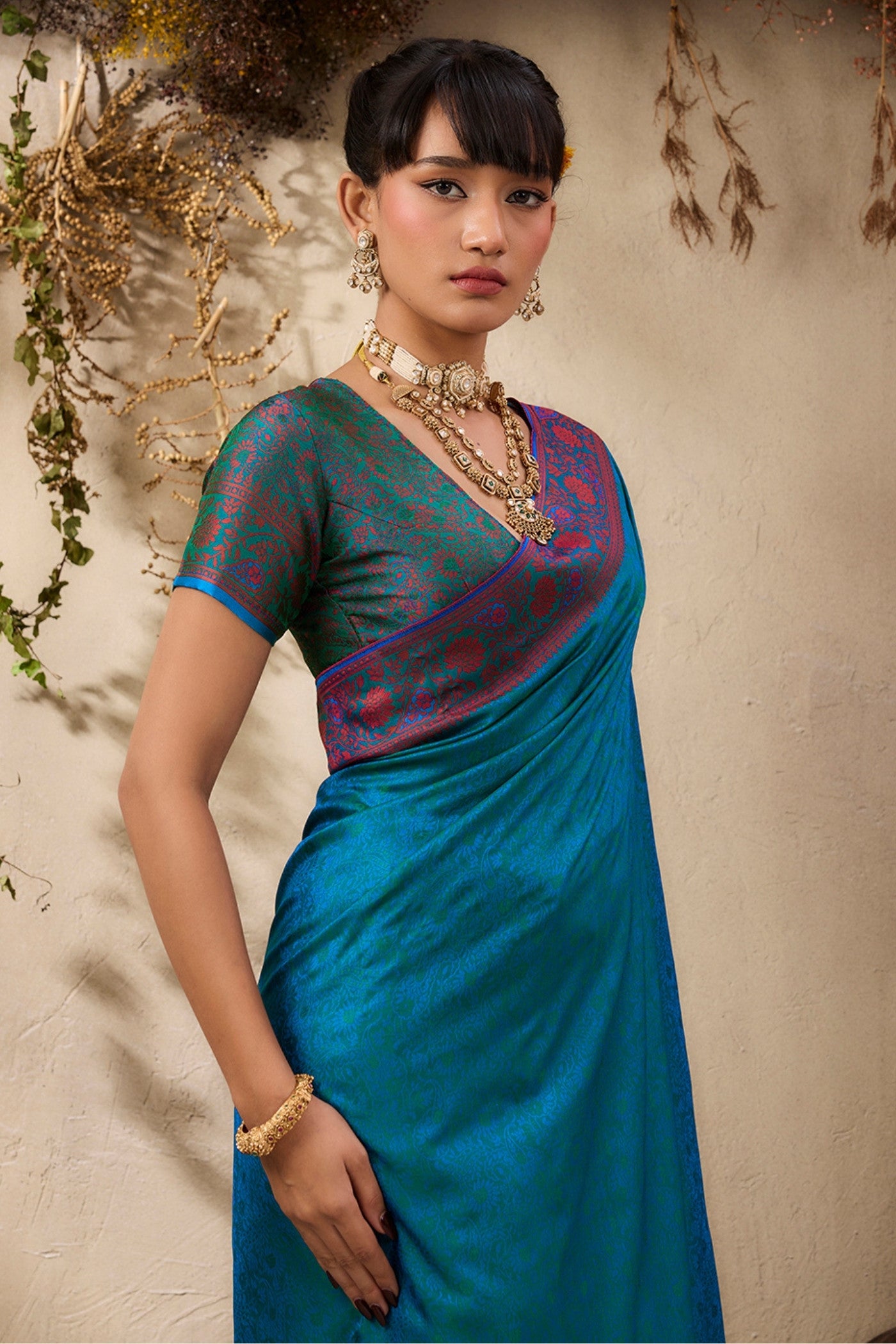 Buy MySilkLove Chill Blue Woven Tanchoi Kanjivaram Saree Online