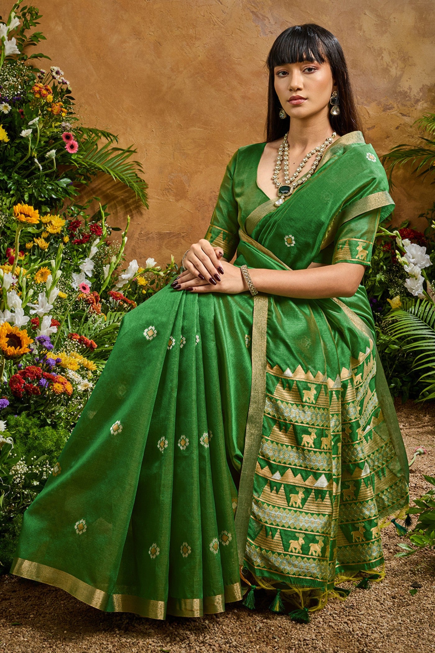 Buy MySilkLove Spring Green Tussar Handloom Silk Saree Online