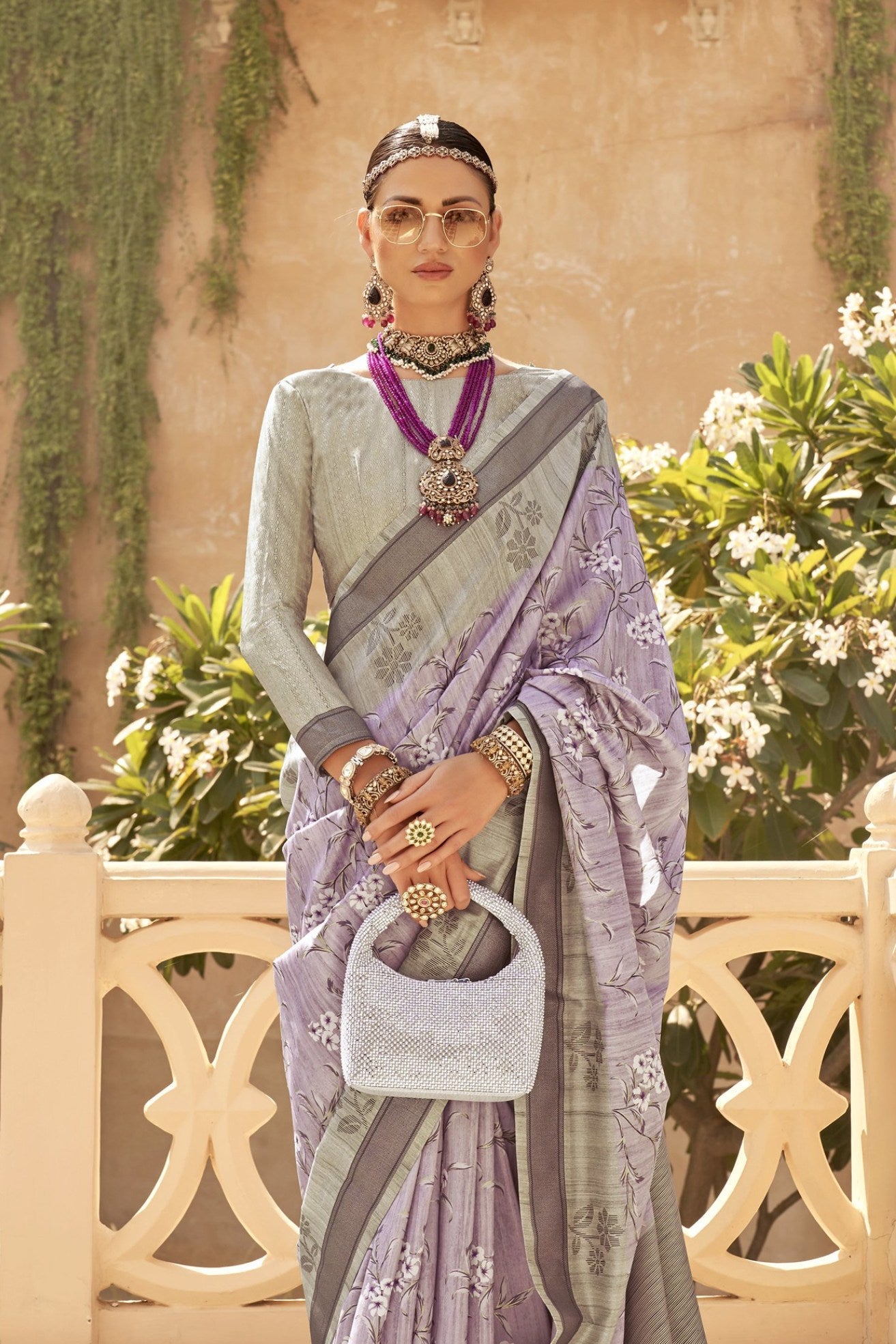 Buy MySilkLove Lilac Luster Purple Banarasi Handloom Saree Online