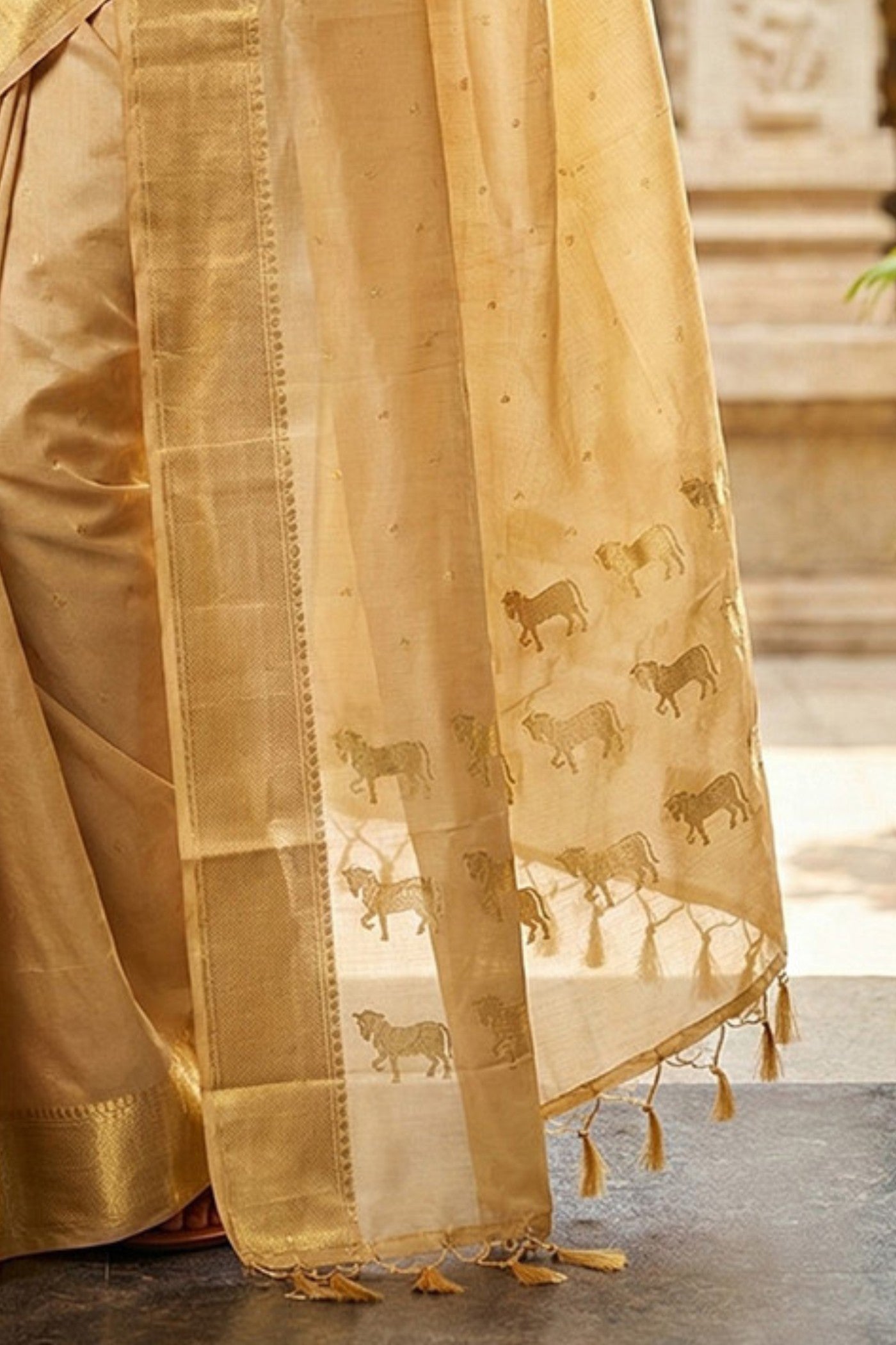 Buy MySilkLove Yuma Gold Banarasi Woven Soft Silk Saree Online