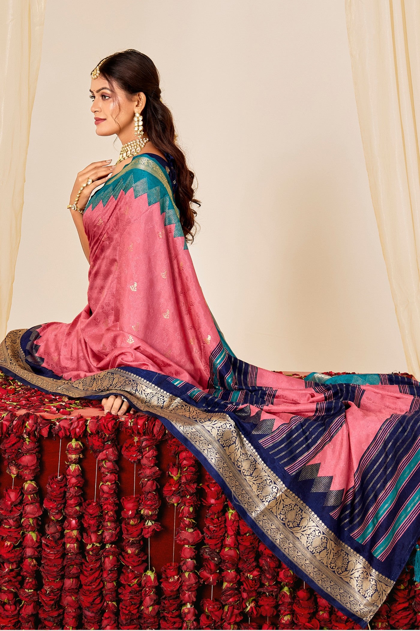 MySilkLove Blossom Pink Tussar Printed Silk Saree